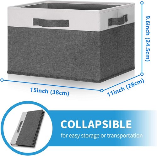 GhvyenntteS Large Fabric Storage Bins - Foldable 3-Pack with 3 Handles | 15x11x9.6 Inch Closet Organizers