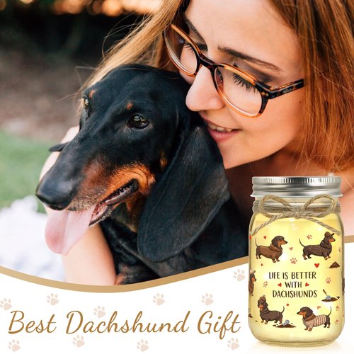 JoycuFF Dachshund Gifts for Women Dachshund Decor Weiner Dog Lover Gifts for Women Mason Jar Night Light