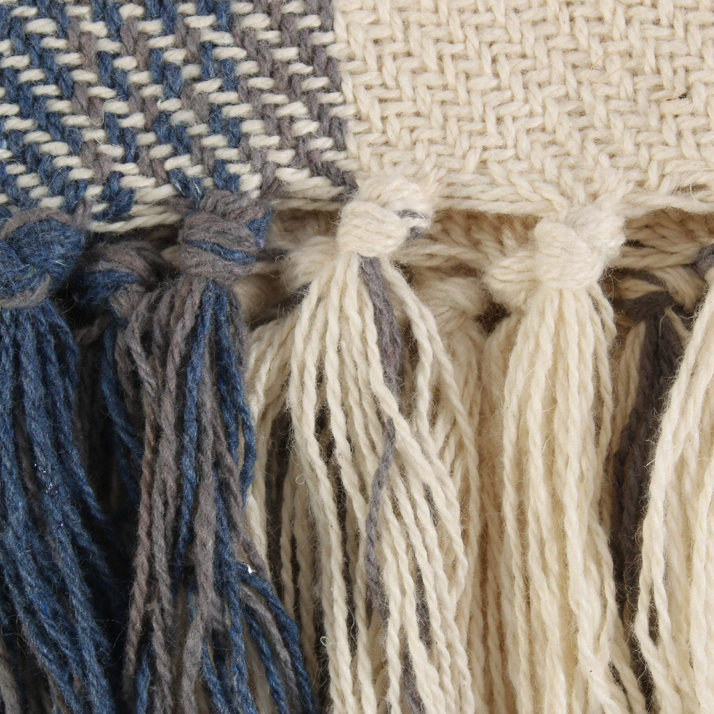 DII Farmhouse Woven Throw, 50x60 with 3" Fringe, French Blue
