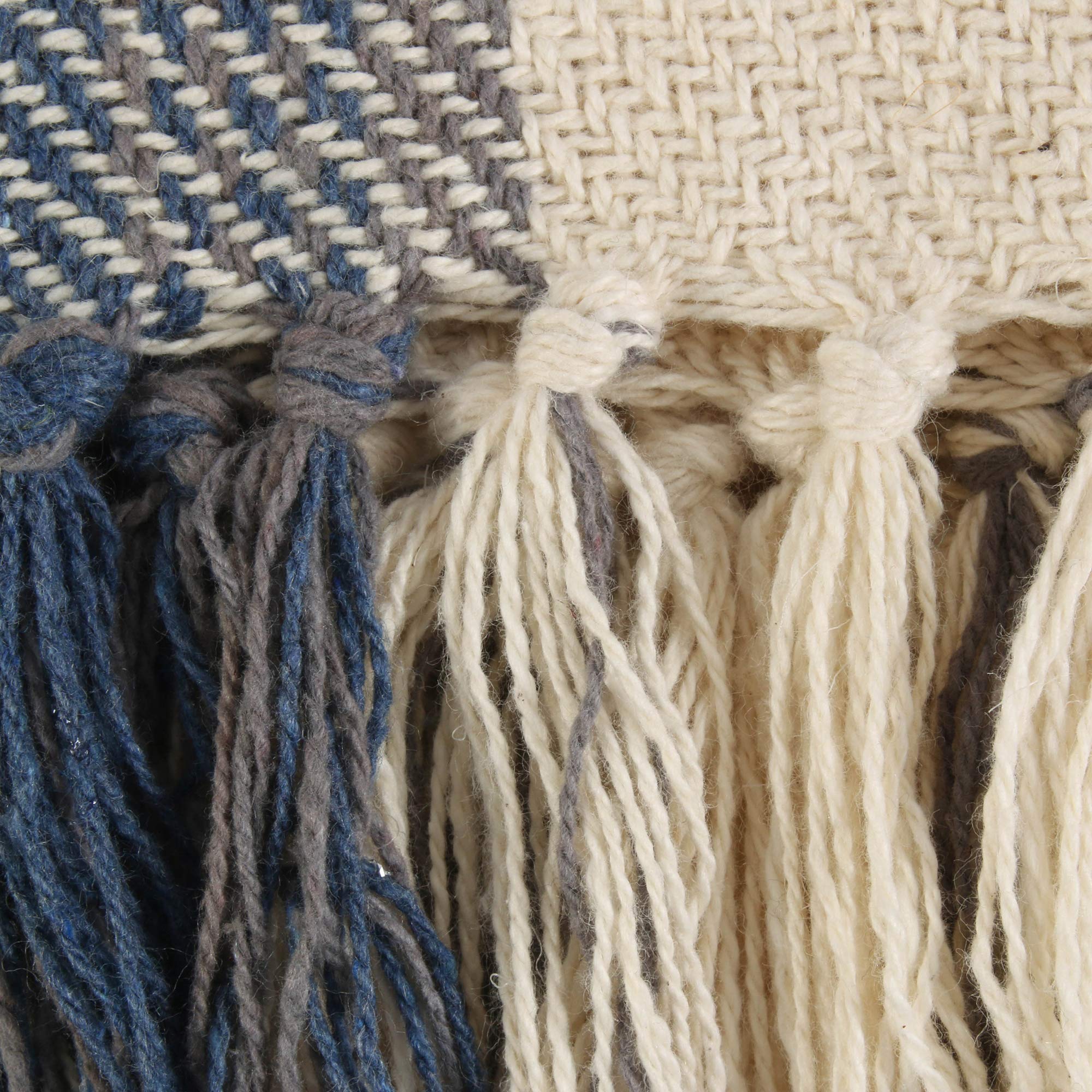 DII Farmhouse Woven Throw, 50x60 with 3" Fringe, French Blue