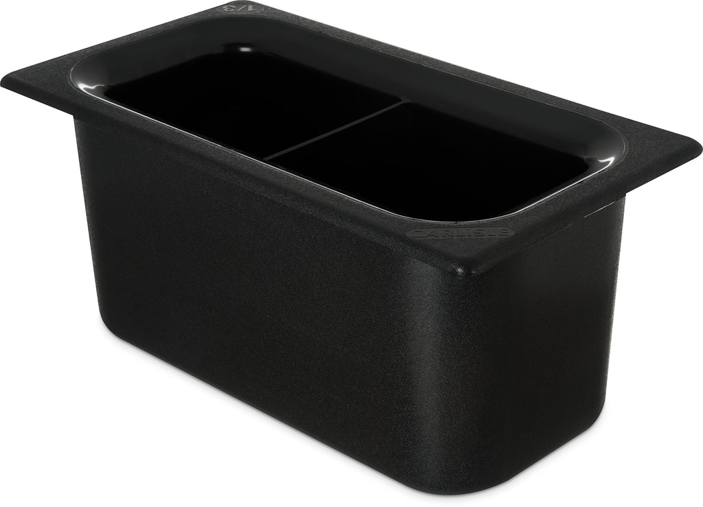 Carlisle FoodService Products CM110303 Coldmaster ABS Third-Size Divided Food Pan, 3.40 qt. Capacity, 12.68" x 6.89" x 6.01", Black