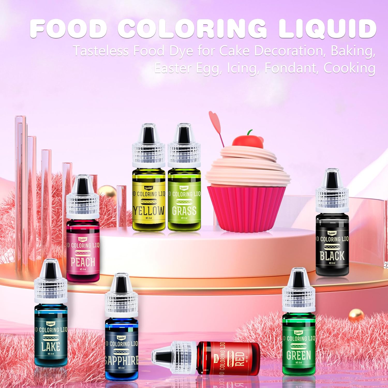 Skiennix Food Coloring Set - 42 Vivid Colors for Baking & Cake Decorating | Tasteless Liquid Dye - 0.25 fl. oz. Bottles