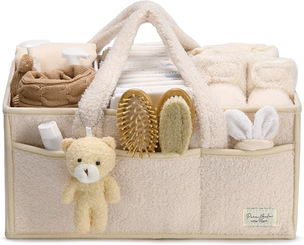PeraBella Baby Diaper Caddy Organizer - Portable Storage Basket for Newborn Essentials | Perfect Shower Gift