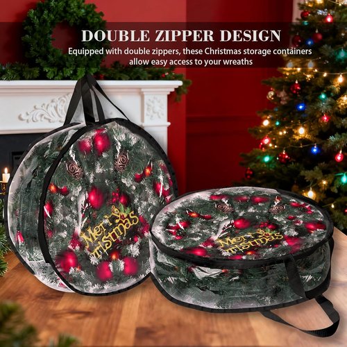 Clear PVC Christmas Wreath Storage Container by [Brand Name] - Waterproof & Dustproof for 24-Inch Wreaths