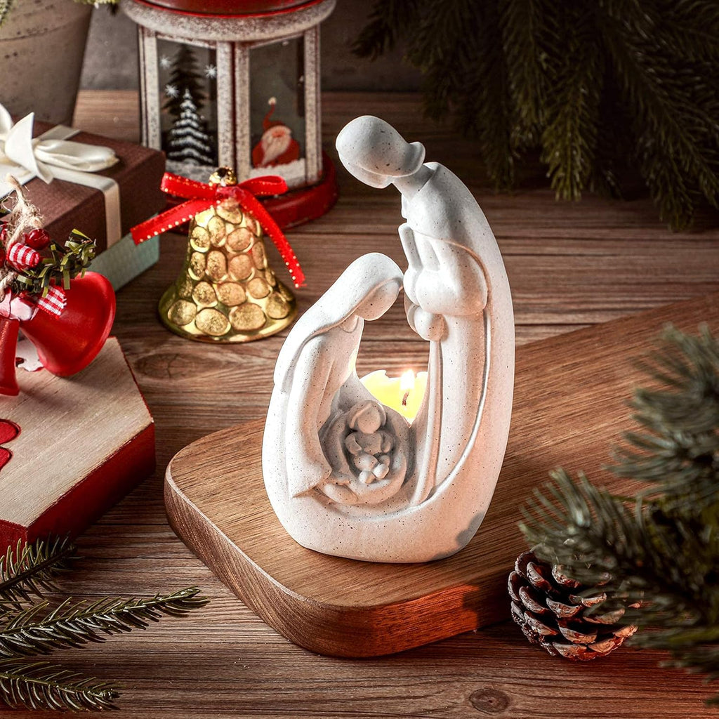 Regine Switzerland Christmas Nativity Candle Holder Set - Elegant Advent Centerpiece Figurines for Home Decor
