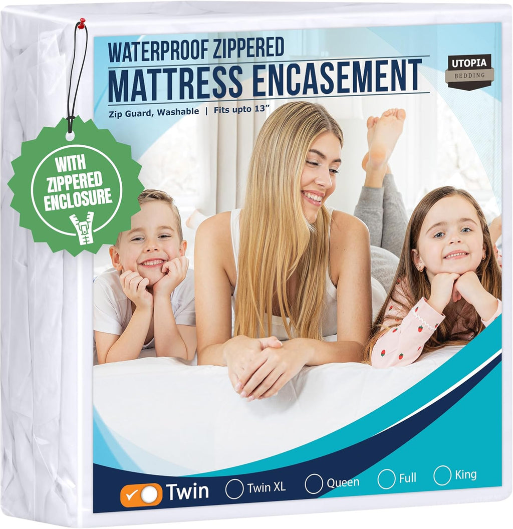 Utopia Bedding Mattress Protector - 100% Waterproof Twin Size Encasement | Bed Bug & Dust Mite Proof