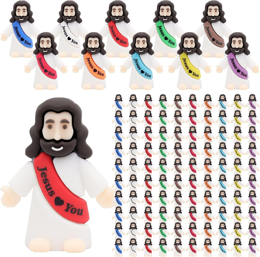 Owurha Jesus Love You Mini Figures - 300 Pcs Tiny Religious Figurines for Parties, Baptism Gifts & Easter