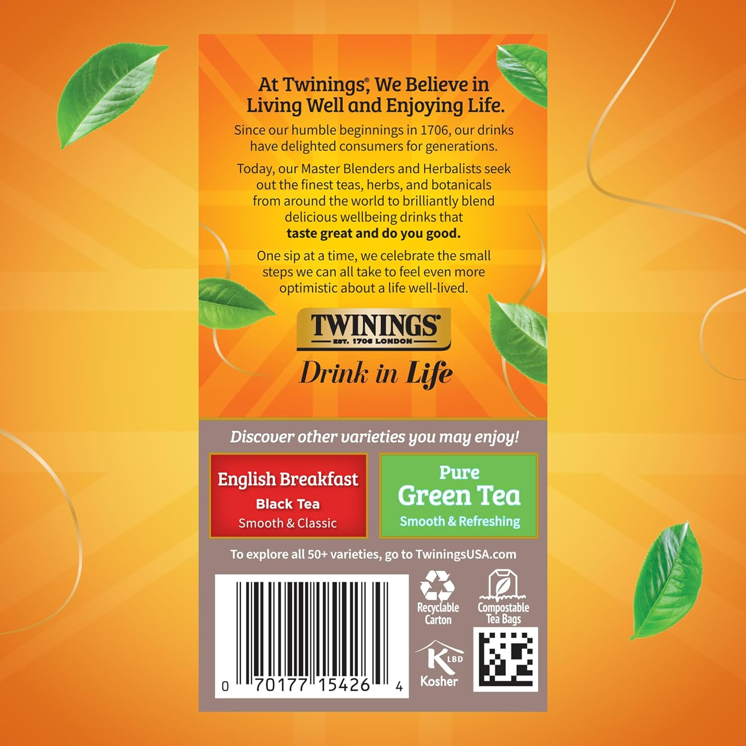 Twinings Pure Oolong Tea - Golden Caffeinated Tea Bags, Individually Wrapped, 20 Count