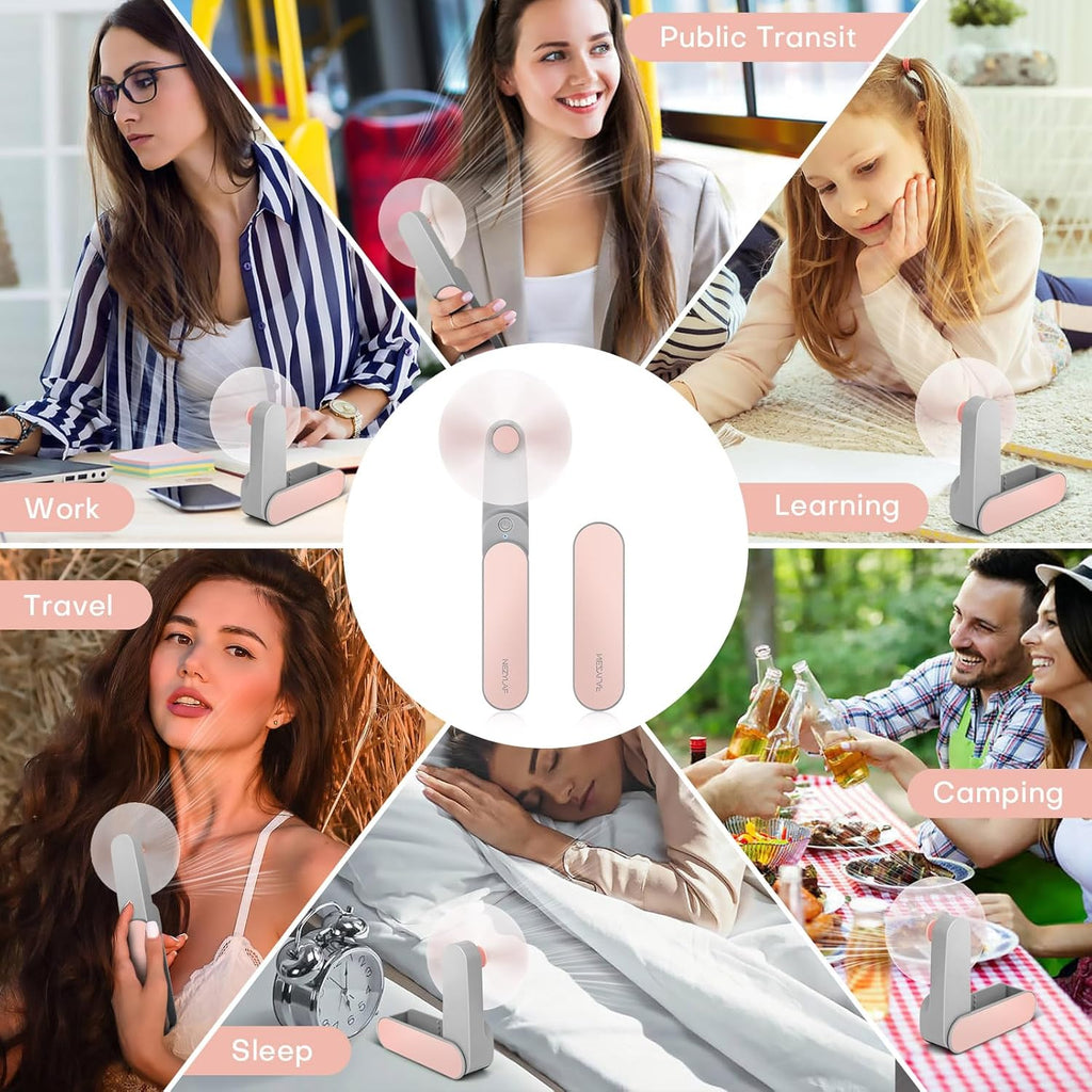 Nezylaf Portable Mini Handheld Fan - Rechargeable Personal Fan for 9-15 Hours | Perfect for Travel & Beach