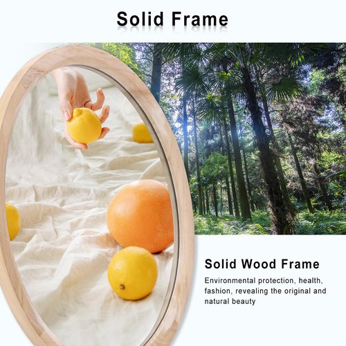 MAGFLERUM 24 Inch Round Wood Mirror - Circle Mirror for Nursery, Boho Style - Wall Decor for Bedroom, Living Room, Hallway (Nature)