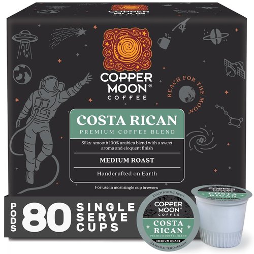 Copper Moon Coffee Pods - Medium Roast Costa Rican Blend for Keurig K-Cup Brewers | 80 Count