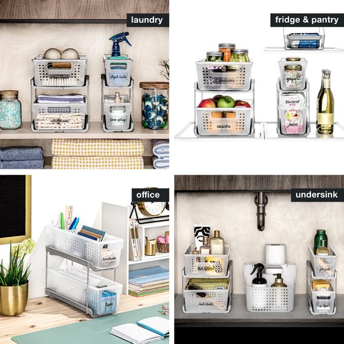 madesmart Mini 2 Tier Organizer, Pack of 4, Frost