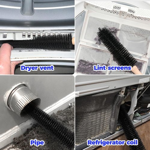 Holikme Dryer Vent Cleaner Kit - 3-Piece Lint Removal Brush Set | Compatible with Most Vacuums