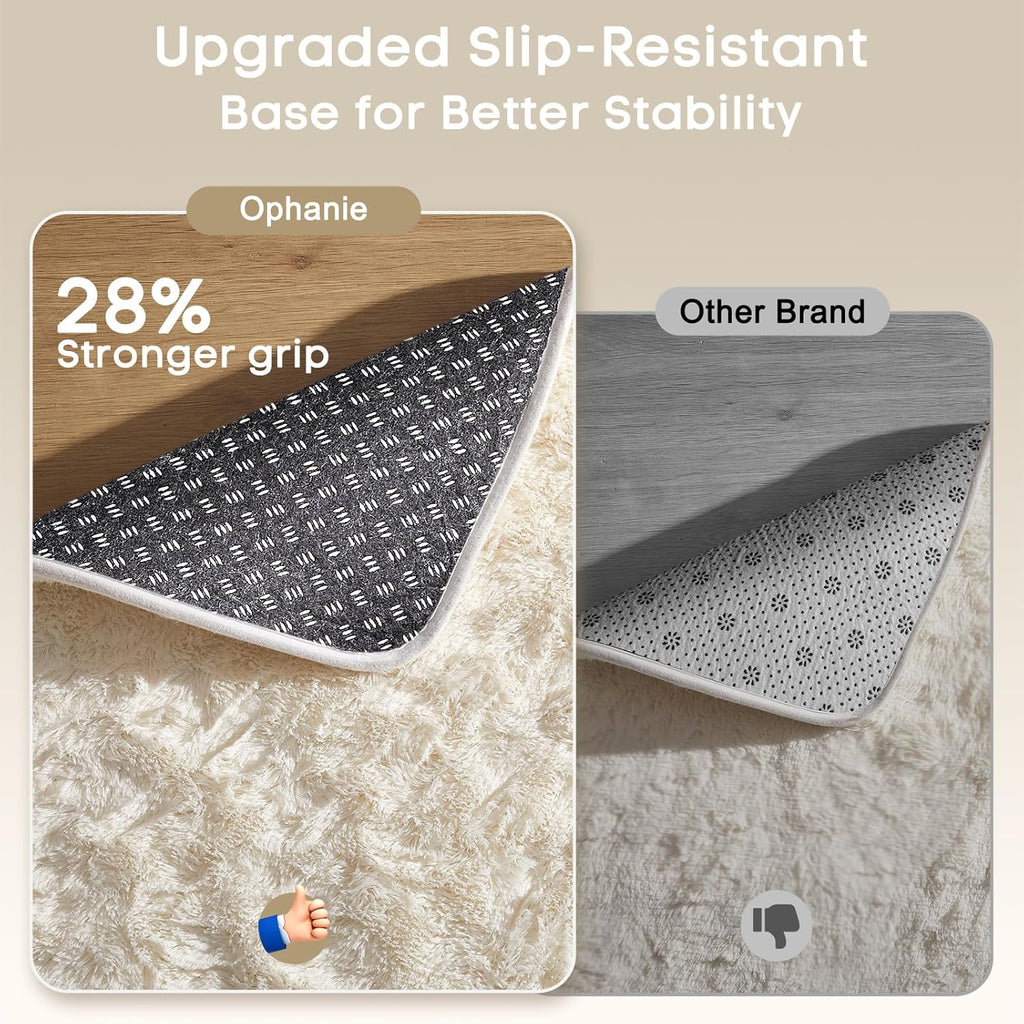 Ophanie Area Rugs - Soft Non-Slip Shag Carpet for Living Room & Nursery | Ivory 8x10 Size
