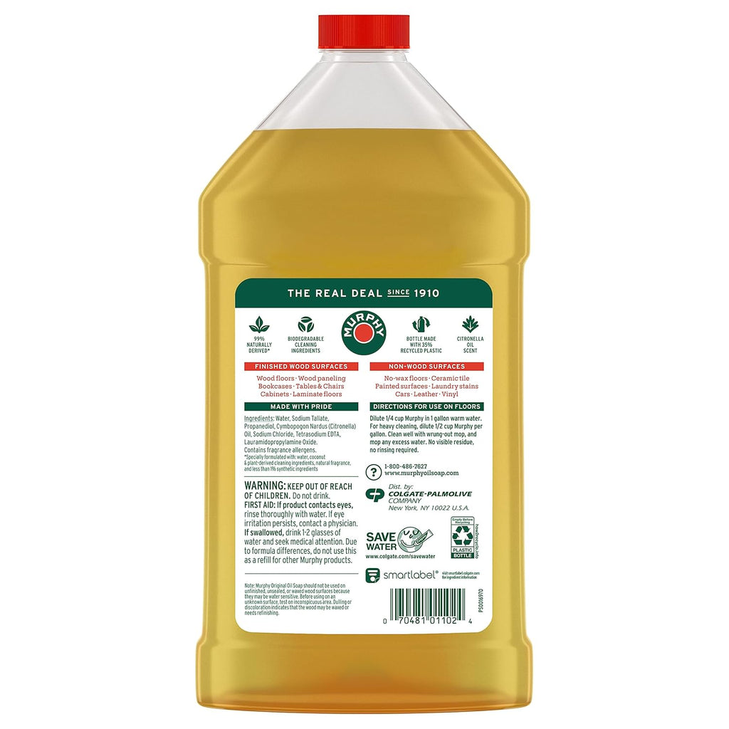 Murphy Oil Soap | Concentrated Wood Cleaner - No-Rinse Formula with Citronella Oil Scent | 32 fl oz (3 Pack)