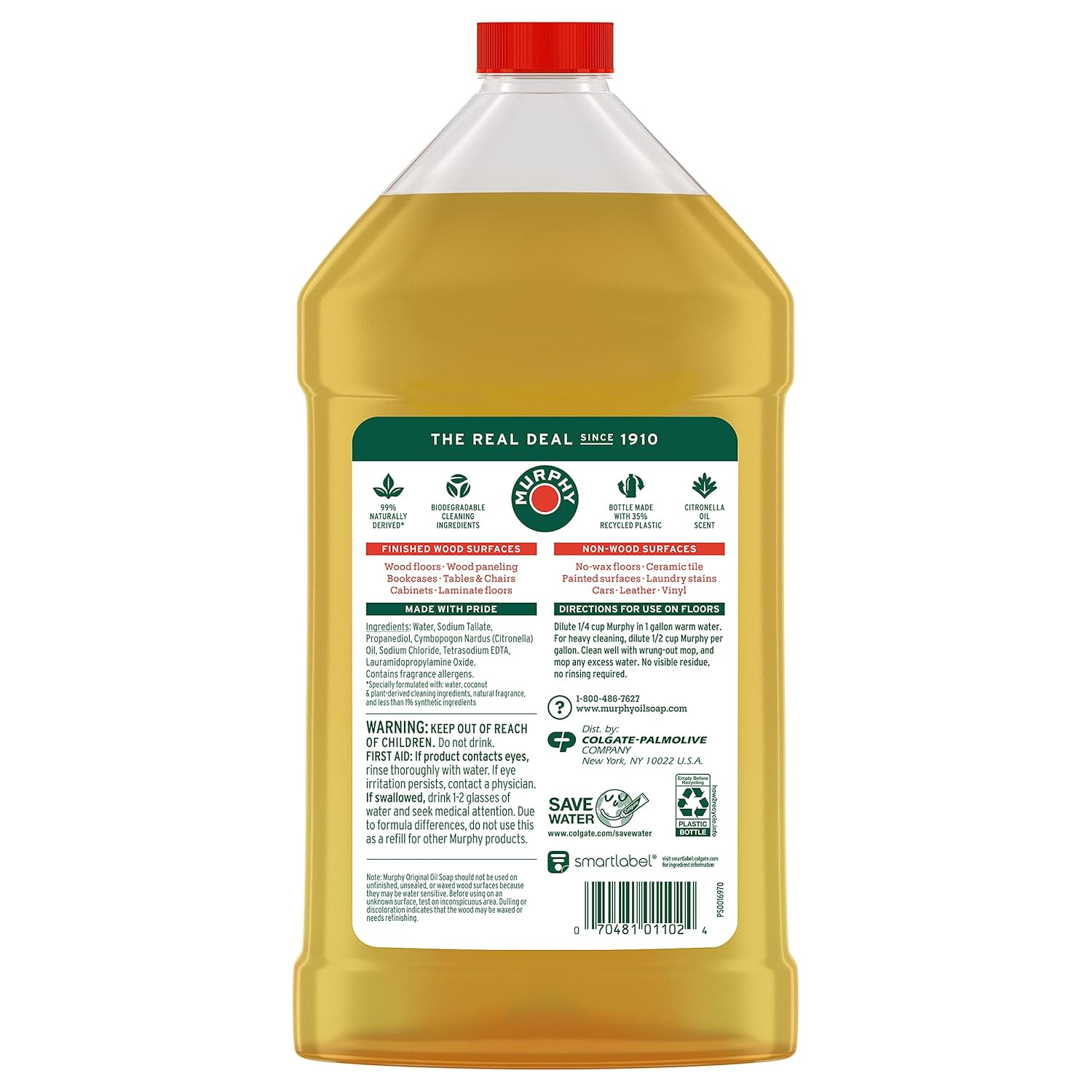 Murphy Oil Soap | Concentrated Wood Cleaner - No-Rinse Formula with Citronella Oil Scent | 32 fl oz (3 Pack)