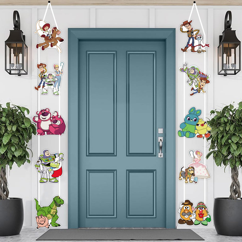 Cartoon Birthday Decorations, Birthday Party Porch Sign Banner Decoration Supplies, 10 Pcs Hanging Porch for Theme Party Supplies