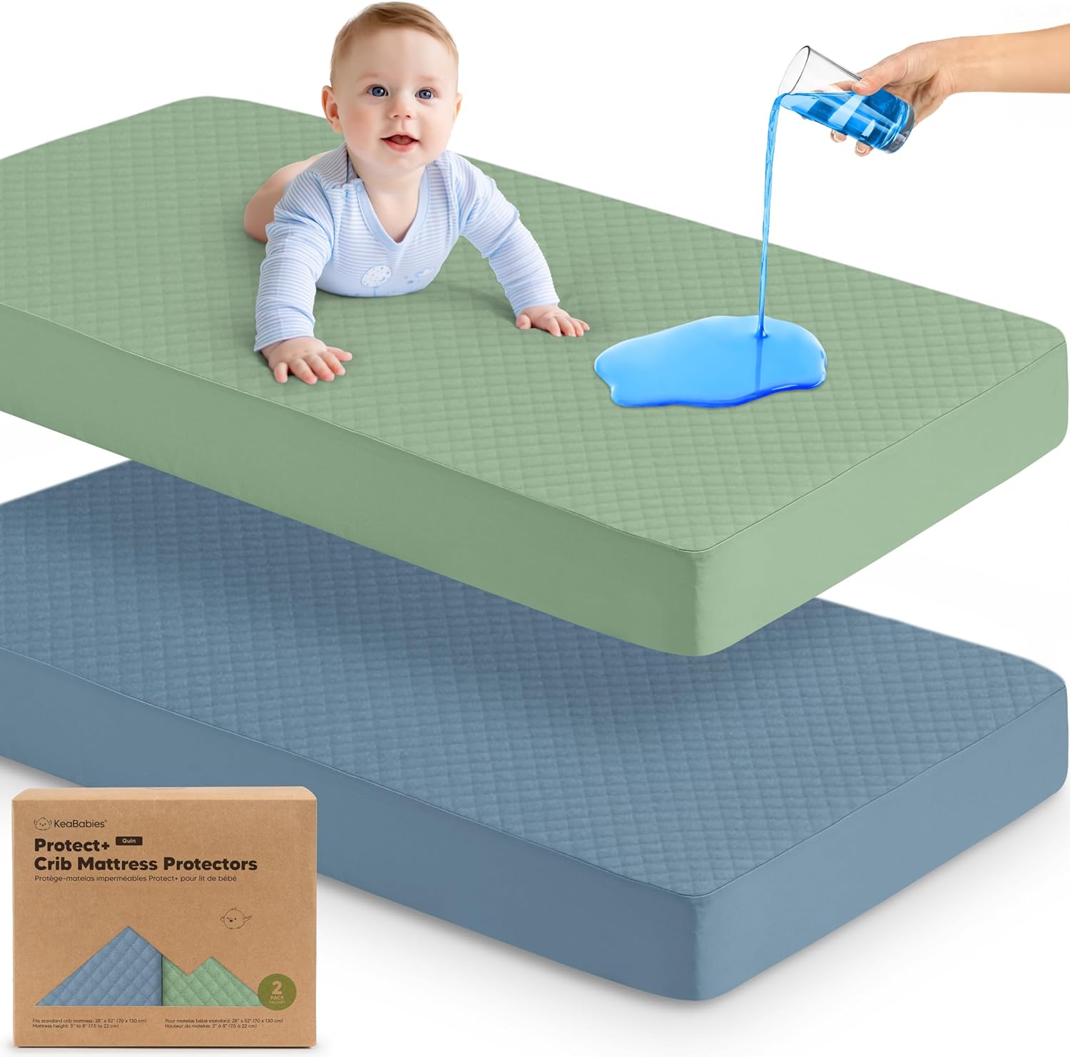 Skiennix Waterproof Crib Mattress Protector - Soft Quilted Cotton Pad, 52" x 28", Machine Washable, Easy Fit
