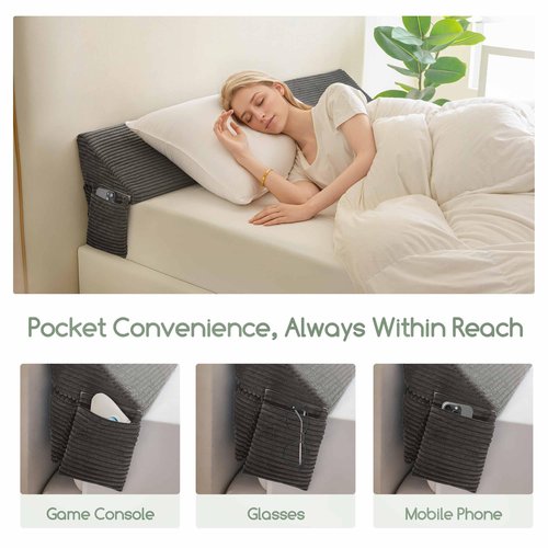HIGOGOGO King Size Wedge Pillow for Headboard Gap - Multi Functional Mattress Wedge Bed Gap Filler Close The Gap (0-7") Between Your Mattress and Headboard or Wall (Grey 76"x11"x9")
