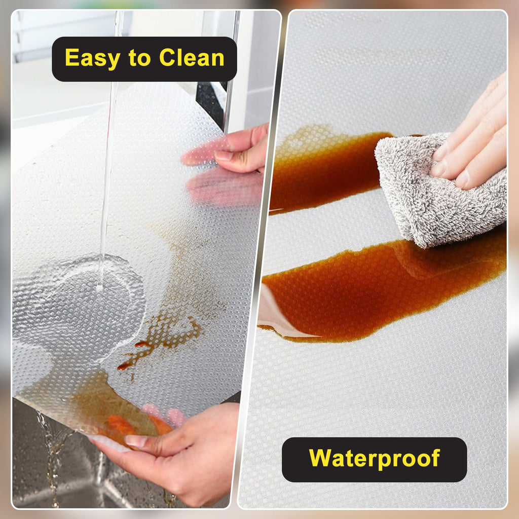 Shelf Liner, Waterproof Refrigerator Liner, Drawer Liners for Kitchen Cabinet, Bathroom Under Sink Mat Non Adhesive Fridge Liner EVA Place Mats Roll - Clear 17.7"×78.7"