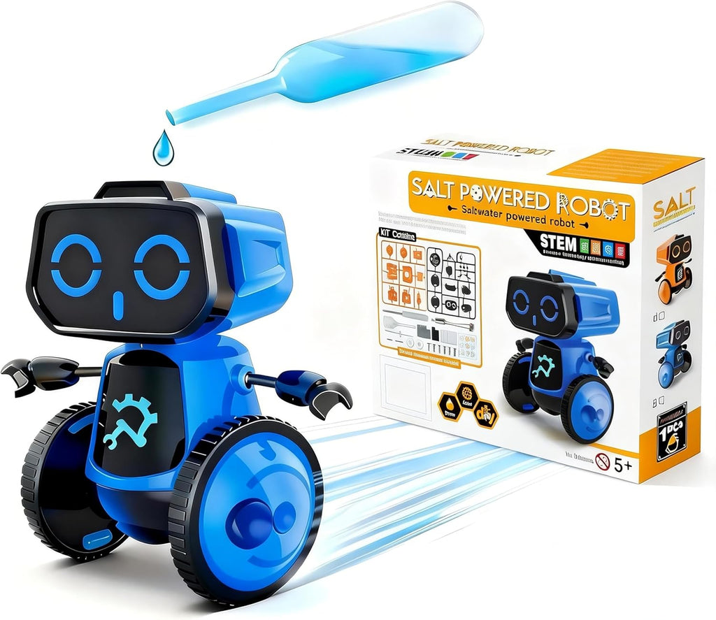 Science Saltwater Robot Kit - DIY STEM Educational Toy for Kids | No Batteries Required, Blue
