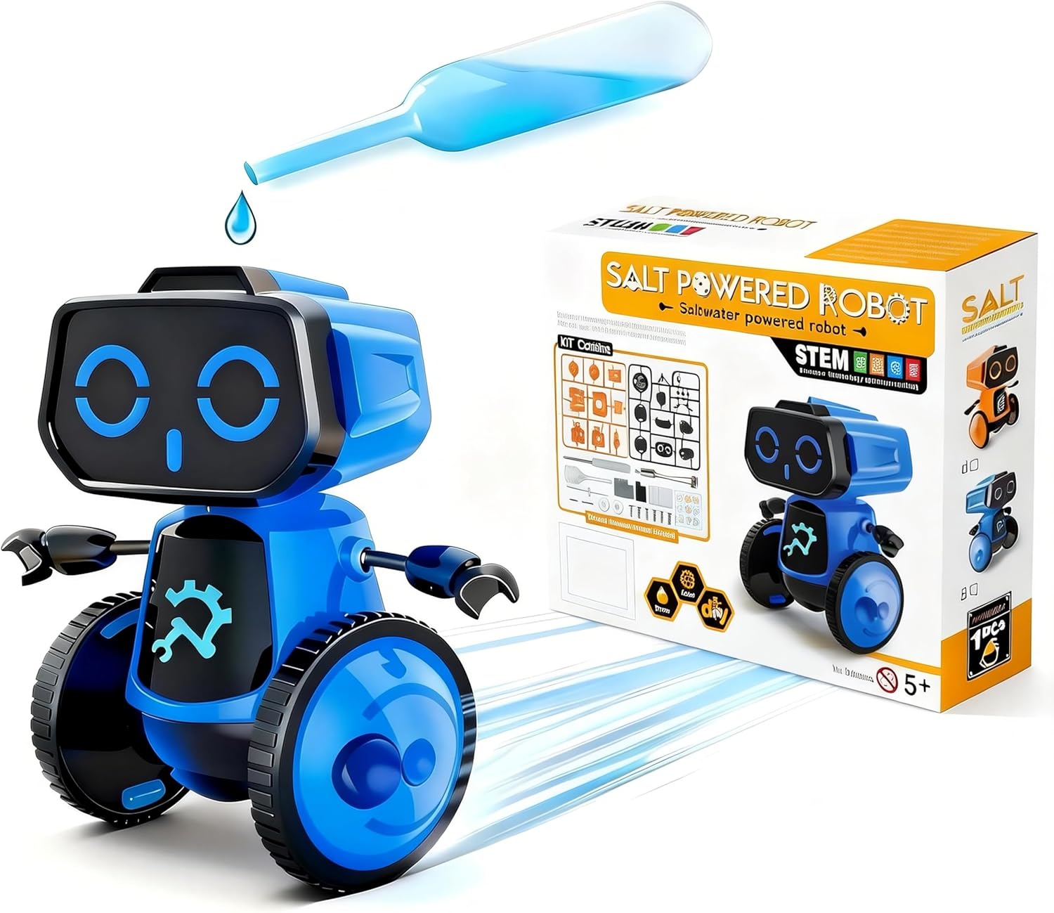 Science Saltwater Robot Kit - DIY STEM Educational Toy for Kids | No Batteries Required, Blue