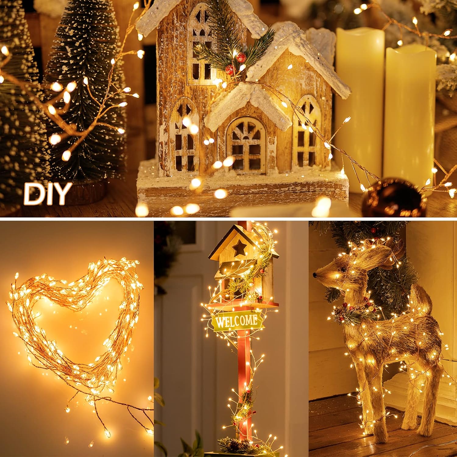 Skiennix 200 LED Fairy Lights - 10Ft Waterproof Copper Wire String Lights with 8 Modes | Warm White