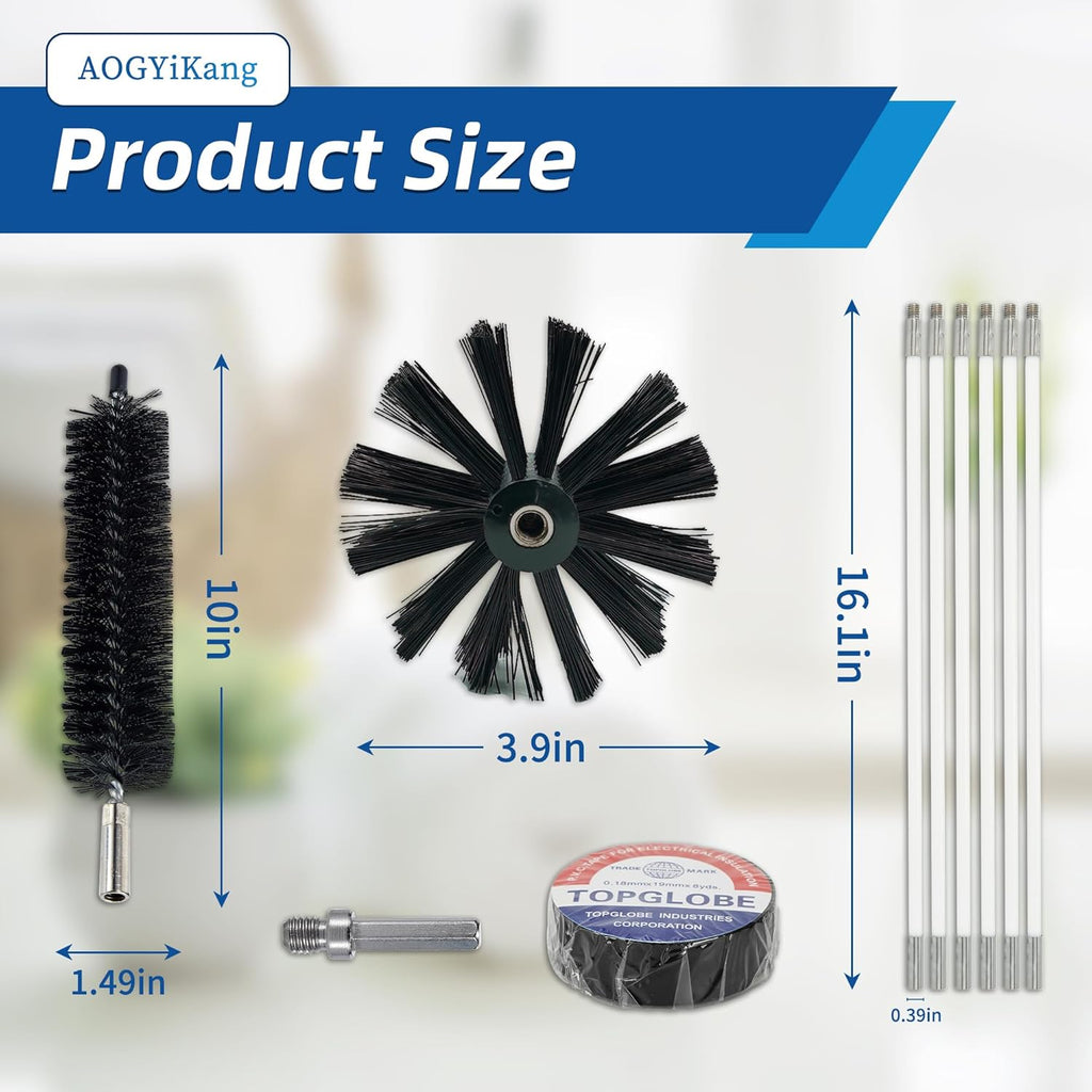 Skiennix 30 Feet Dryer Vent Cleaning Brush Kit - Flexible Nylon Rod for Multi-Purpose Use | Ideal for Chimneys & Ducts