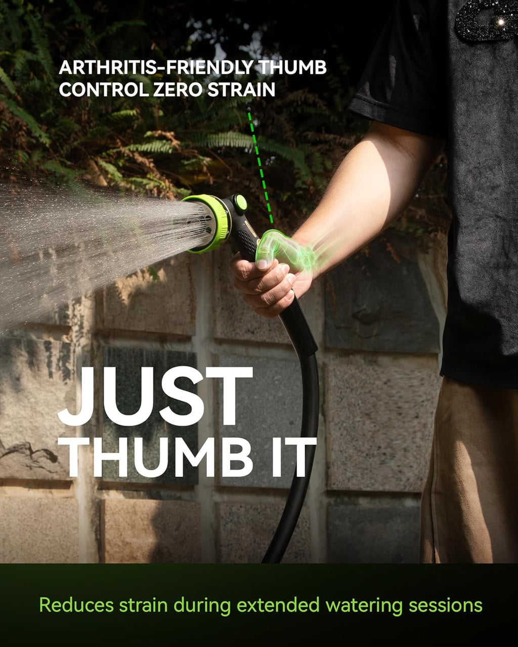 RAINPOINT Hose Sprayer Nozzle - Heavy Duty Garden Hose Nozzle with 8 Spray Patterns & Adjustable Flow Control | Green