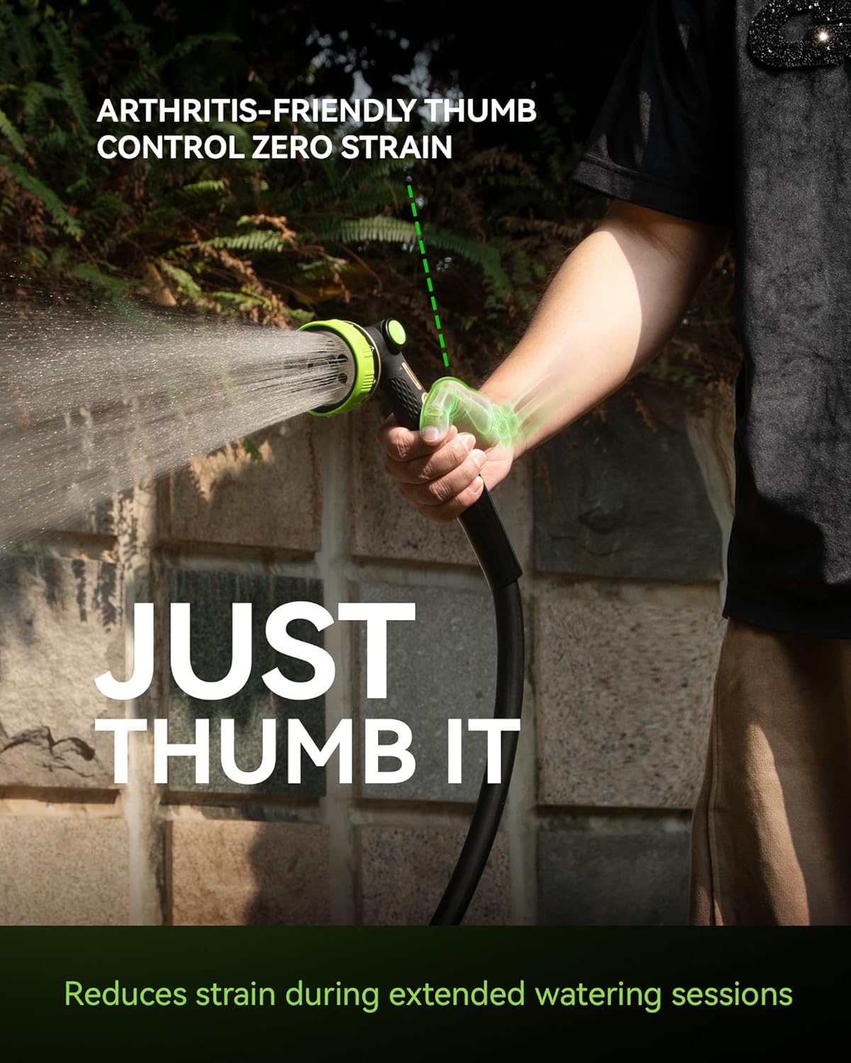RAINPOINT Hose Sprayer Nozzle - Heavy Duty Garden Hose Nozzle with 8 Spray Patterns & Adjustable Flow Control | Green