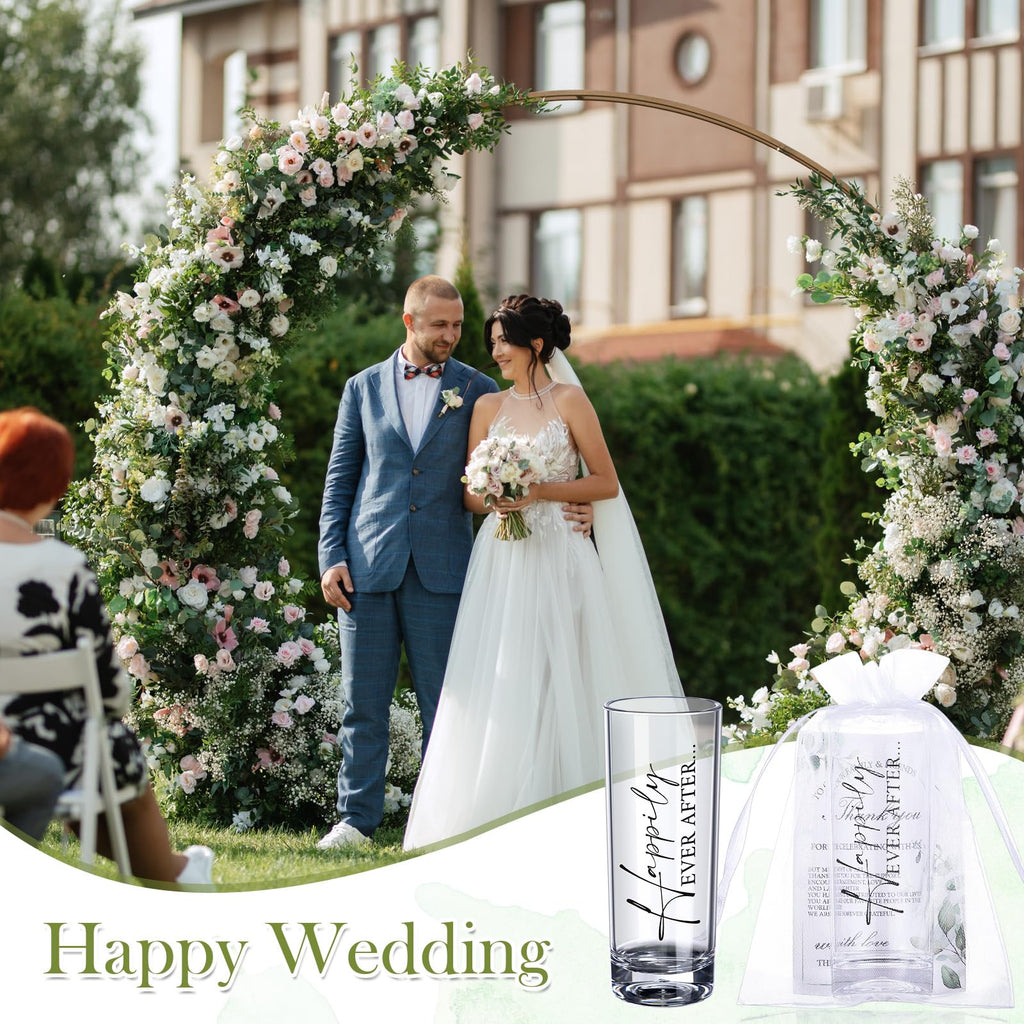 Sliner 100 Set Wedding Favors for Guests Bulk 2oz Acrylic Happily ever after Shot Glasses with Thank You Cards Organza Bags wedding gifts for Guest Souvenirs Newlyweds Bridal Shower Party