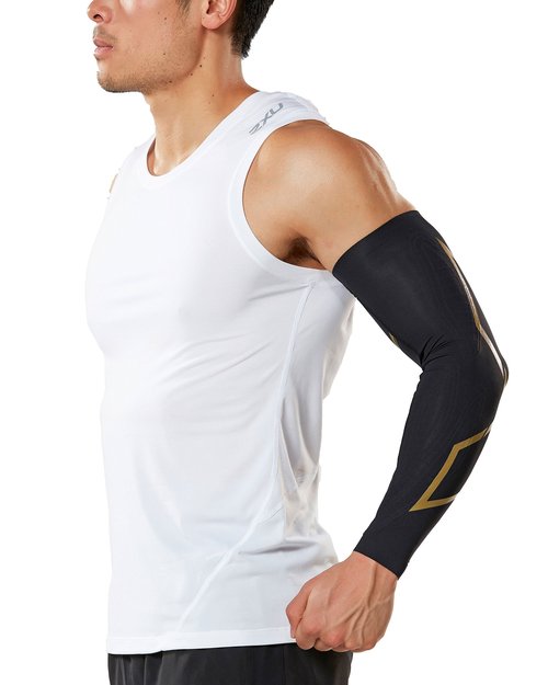 2XU MCS Elite Compression Arm Guard, Black/Gold, X-Large