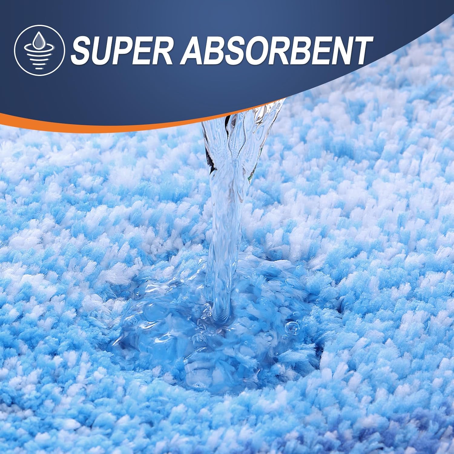 OLANLY Large Bathroom Rugs - Extra Soft Microfiber Mat 54x24 | Quick Dry, Washable, Rubber Backing, Light Royal Blue