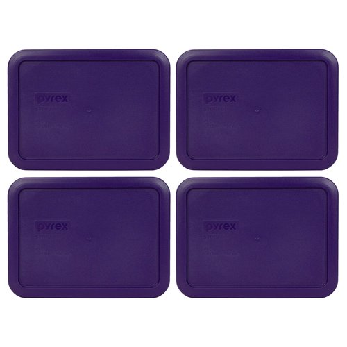 Pyrex 7210-PC 3-Cup Plum Purple Food Storage Replacement Lid (4-Pack) - Made in USA