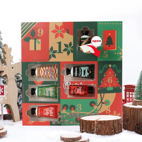BODY & EARTH Advent Calendar 2025 - 12 Days of Spa Gifts for Women & Teens | Hand Cream, Body Lotion & Santa Keychain