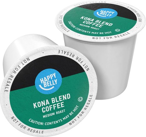 Happy Belly - Medium Roast Kona Blend Coffee Pods | 100 Count Compatible with Keurig 2.0