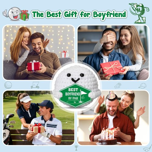 XgiftCreat Gifts for Boyfriend Birthday Anniversary - Funny Easter Basket Stuffers Fathers Father's Day Christmas Crochet Golf Gifts for Boyfriend BF Him Man Fiance Romantic Long Distance Gift