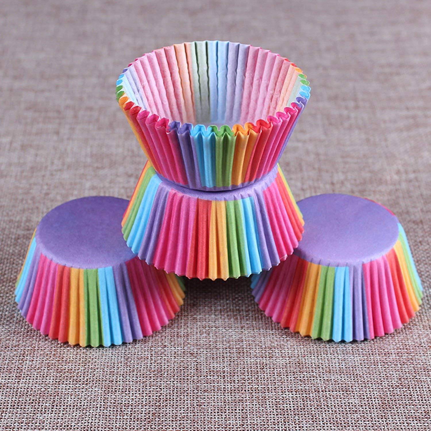 Regine Switzerland Cupcake Cases - Rainbow Baking Cups for Weddings & Birthdays | 100 Pcs