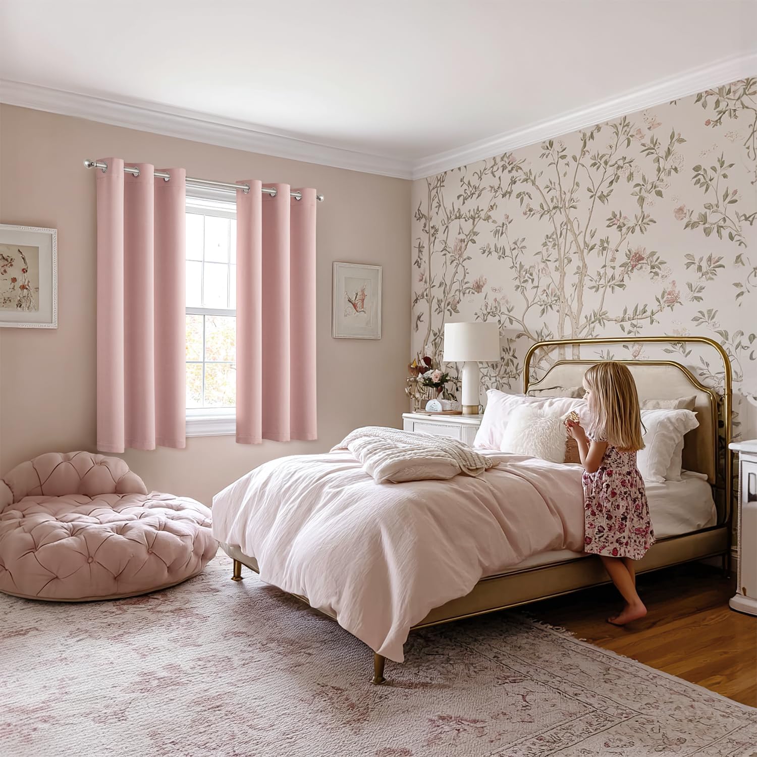 MIULEE Blackout Curtains - Baby Pink Thermal Insulated Drapes | 63-Inch Room Darkening Panels (2)