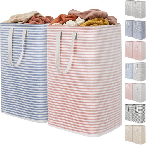 Lifewit Laundry Basket - 80L Collapsible Hamper with Reinforced Handles | Waterproof Design in Pink & Blue