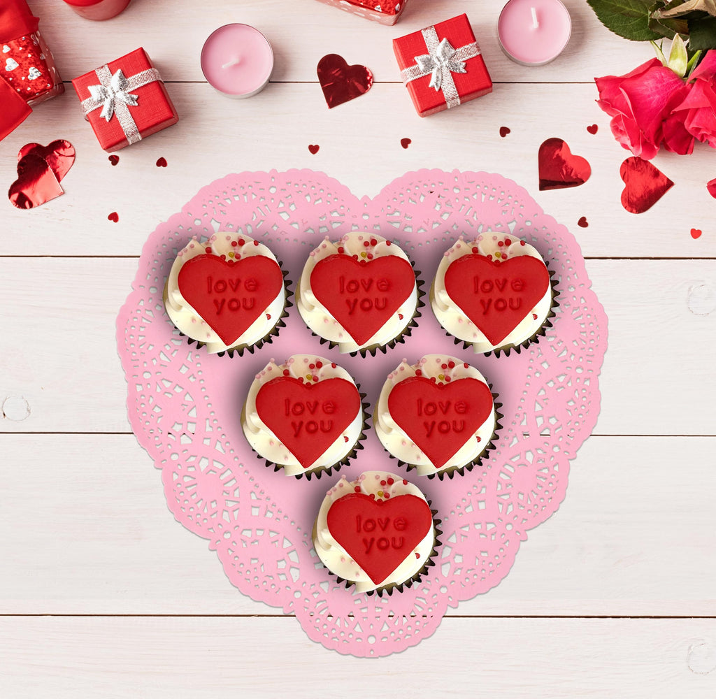 100 Pcs 12 Inch Valentine Heart Doilies Cutouts Paper Lace Doily Red Craft Gift Set for Table Party Decorations