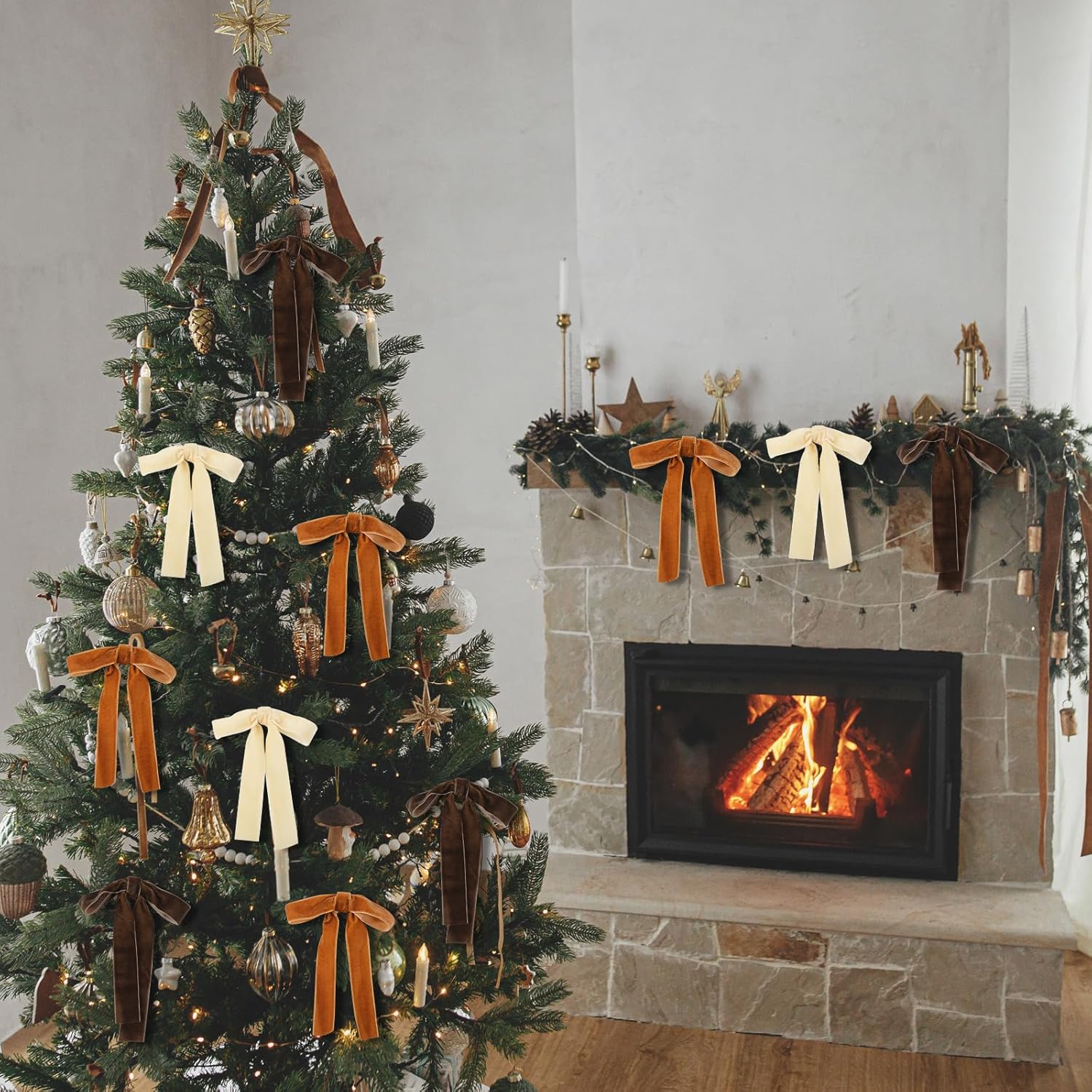 Regine Switzerland Velvet Bows - 24 Pcs Christmas Tree Ornaments | Coquette Wedding Decor (5 x 7 Inch)