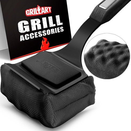 GRILLART Grill Brush - Bristle-Free BBQ Cleaner with Replaceable Head for Cast Iron & Stainless Steel Grates | Dark Black