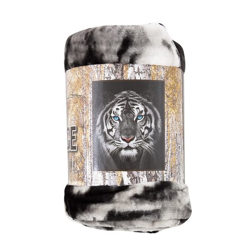 Northwest Wild Heritage Raschel Throw Blanket, 50" x 60", White Tiger