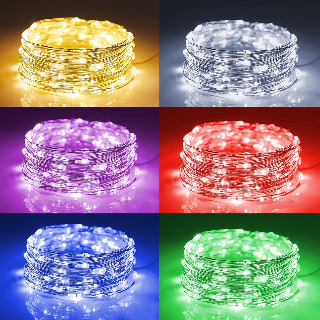 WATERGLIDE 12 Pack Mini String Lights - 20 LED Battery Operated Fairy Lights | Waterproof Silver Wire for DIY Decor