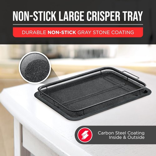 Bakken Swiss Crisper Tray - Large Non-Stick Gray Marble Coating | 2-Piece Set for Healthier Cooking