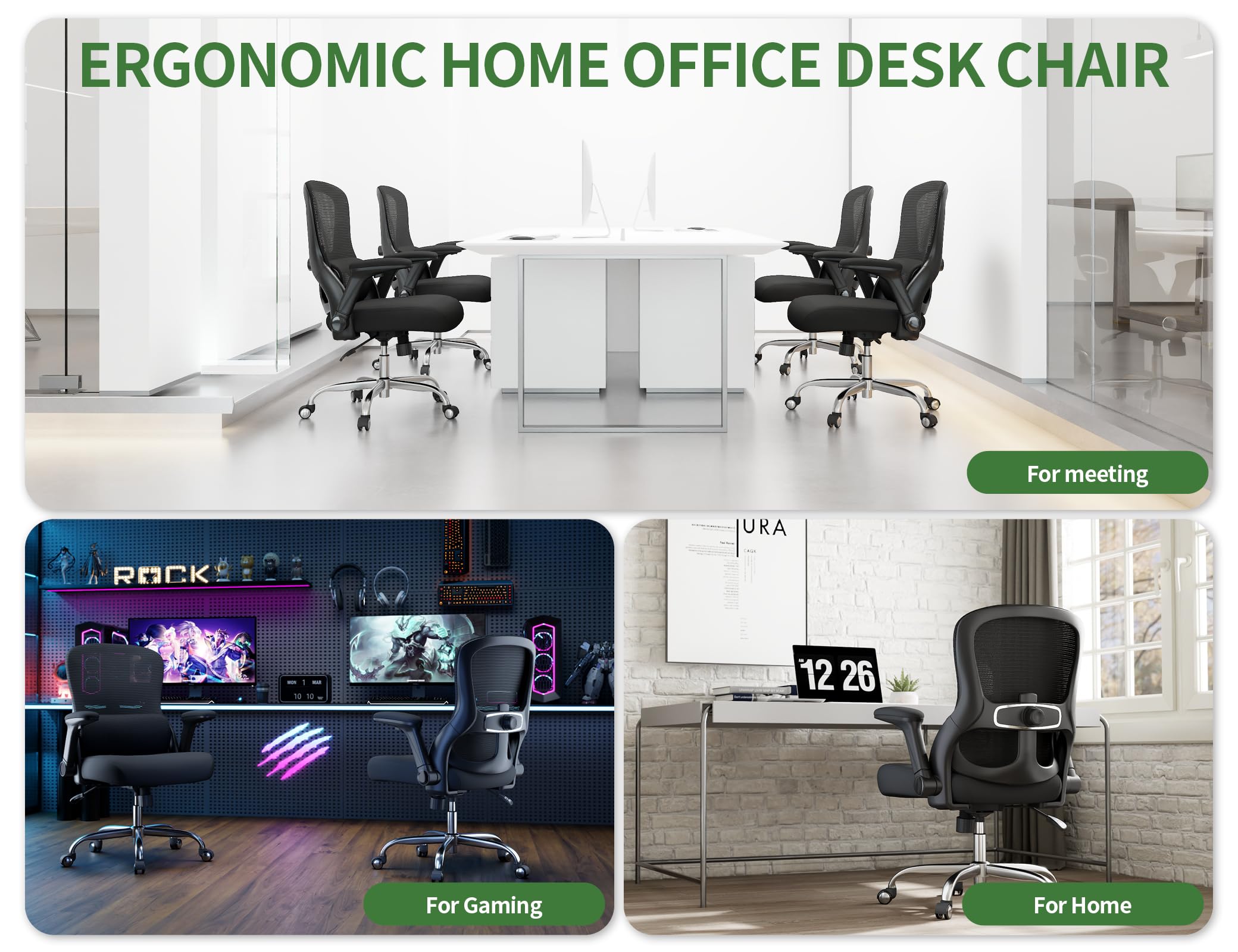 Office Chair - Computer Desk Chairs Comfy, Mesh High-Back Gaming Chair with Adjustable Lumbar Support, Executive Task Chair for Adults