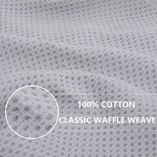 Homaxy Kitchen Dish Cloths - 100% Cotton Waffle Weave, Ultra Soft & Absorbent, 12x12 Inches, 8-Pack, Light Gray