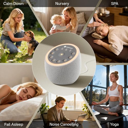 Hotmoon Sound Machine - Dual-Speaker White Noise Device with 40 Relaxing Sounds & Timer | Pink, Brown, Green Noise for Sleep and Office Privacy