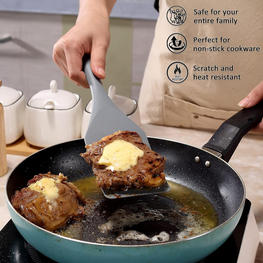 Tongjude Silicone Spurtle Set - 8 Piece Heat Resistant Cooking Utensils for Nonstick Cookware